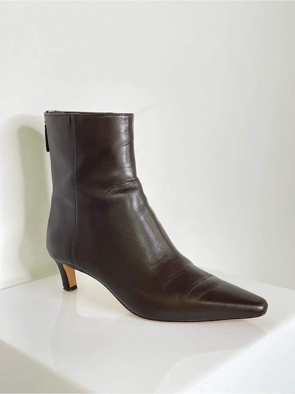 Shoes | Kitten Heel Boots | J. Crew Dark Brown Classic Pointed Toe | Minimalist